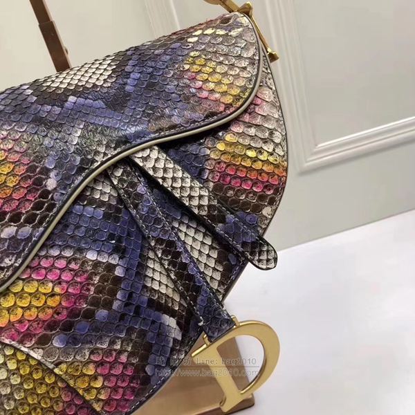 Dior包 Dior saddle頂級蟒蛇皮系列 迪奧馬鞍包 Dior斜挎小包 大號M9001  Dyd1013